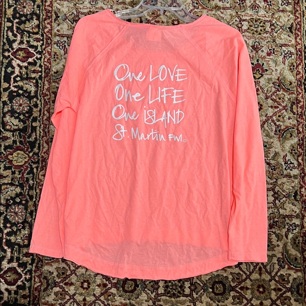 Kavio Coral Beach Coverup St Martin Women's Tee Long Sleeve Size Medium